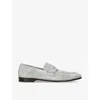 Zegna Mens L'asola Suede Penny Loafers Grey In Grey Mélange