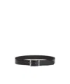 Zegna Leather Belt With Adjustable Length And Metal Buckle In Black