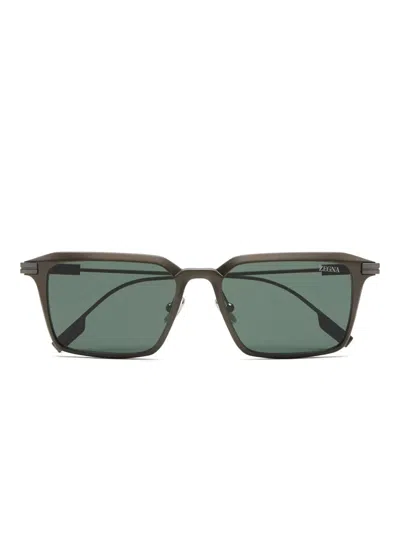 Zegna Metal-frame Square Sunglasses In Grey