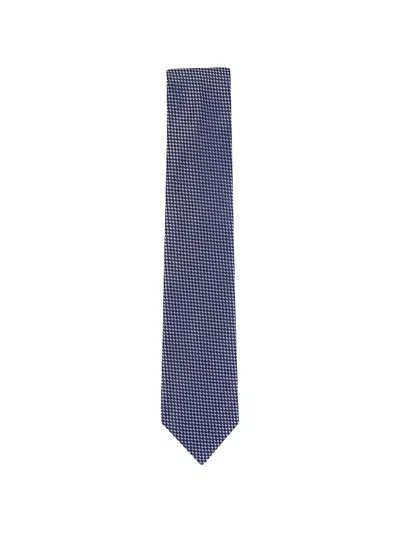 Zegna Micro-patterned Silk Tie In Blue
