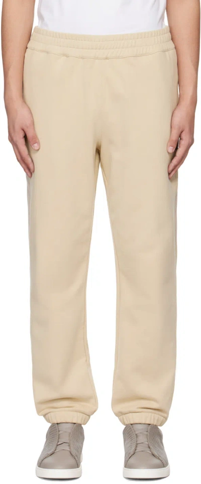 Zegna Mid-rise Cotton Track Trousers In Nude