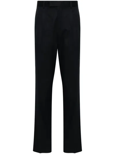 Zegna Mid-rise Pleated Chino Trousers In Blue