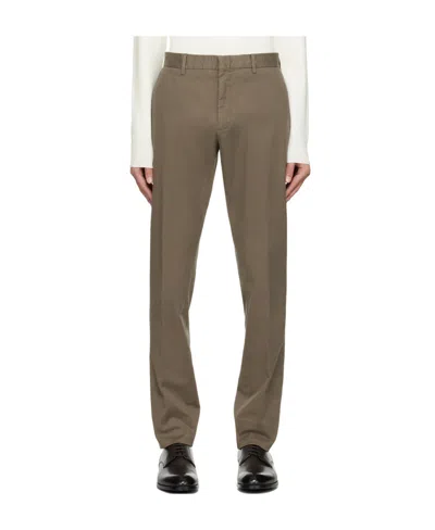 Zegna Mid-rise Slim-fit Chinos In Brown