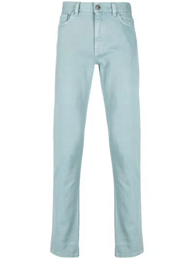 Zegna Mid-rise Straight-leg Trousers In Blue