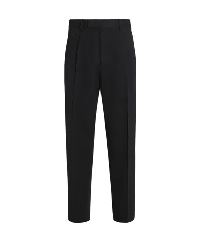 Zegna Mid-rise Tailored Trousers In Black