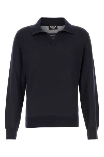 Zegna Midnight Blue Cashmere Blend Polo Shirt