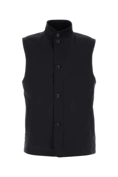 Zegna Midnight Blue Polyester Motorin Sleeveless Jacket In Black