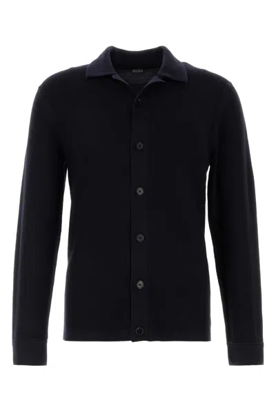 Zegna Midnight Blue Wool Cardigan