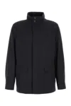 Zegna Wool Jacket With High Collar And Pockets In Black