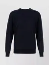 Zegna Midnight Wool Crew Neck Sweater In Blue