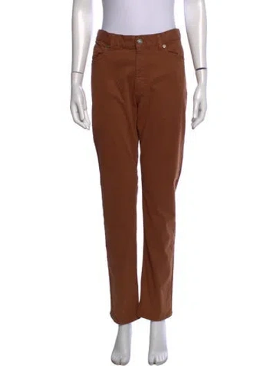 Pre-owned Zegna Mid-rise Straight Leg Jeans In Brown