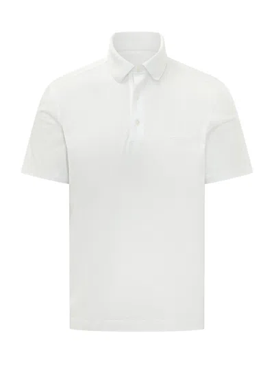 Zegna Mini Polo Shirt With Sleeves And Buttoned Collar In Multi