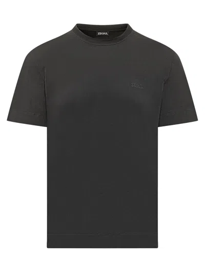 Zegna Minimal Giro Neck T-shirt In K09