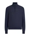Zegna Cashseta Knit Polo With Ribbed Cuffs And Hem In Blue