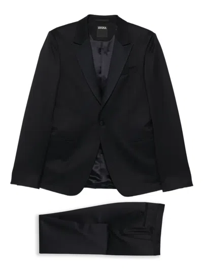 Zegna Mohair-wool Blend Suit In Blue