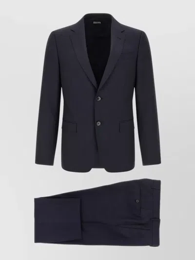 Zegna Mohair Wool Tailored Dress Jacket Suit In Black