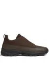 Zegna Baskets Triple Stitch Monte En Veau Velours Marron In Brown