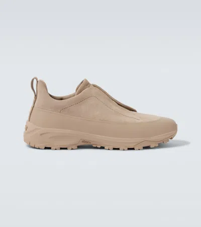 Zegna Triple Stitch Leather And Suede Monte Sneakers In Brown