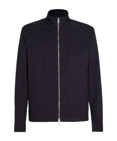 Zegna Blouson Motorin 100cc En Microfibre In Bleu Marine