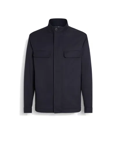Zegna Motorin 125cc Microfiber Field Jacket In Navy Blue
