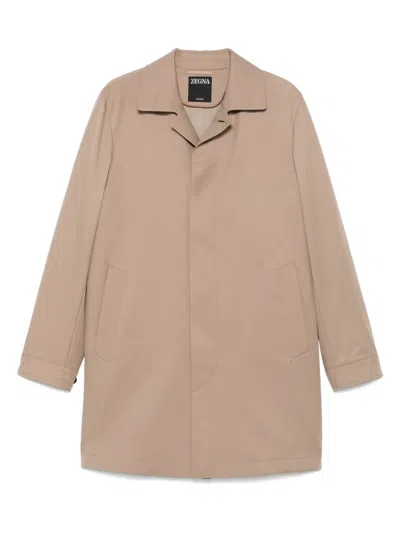 Zegna Motorin 300cc Satin-twill Jacket In Brown