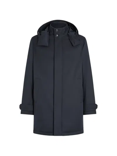 Zegna Motorin Hooded Parka Coat In Gray