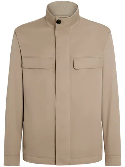 Zegna Veste Militaire Motorin 125cc En Microfibre In Light Taupe