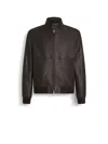 Zegna Zip-up Leather Bomber Jacket In Brown