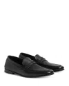 Zegna Black Natural Grain Leather Mocassin Loafer
