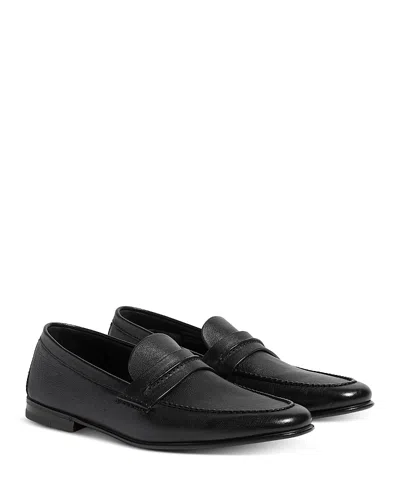 ZEGNA NATURAL GRAIN LEATHER MOCASSIN LOAFERS