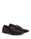 Zegna Natural Grain Leather Mocassin Loafers In Brown