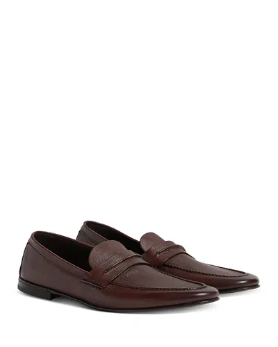 ZEGNA NATURAL GRAIN LEATHER MOCASSIN LOAFERS