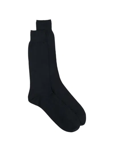 Zegna Natural Warmth Mid Calf Socks In Black