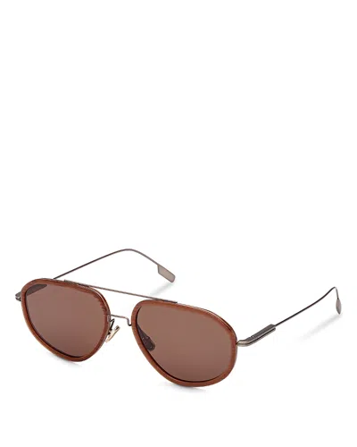 Zegna Navigator Sunglasses, 56mm In Brown
