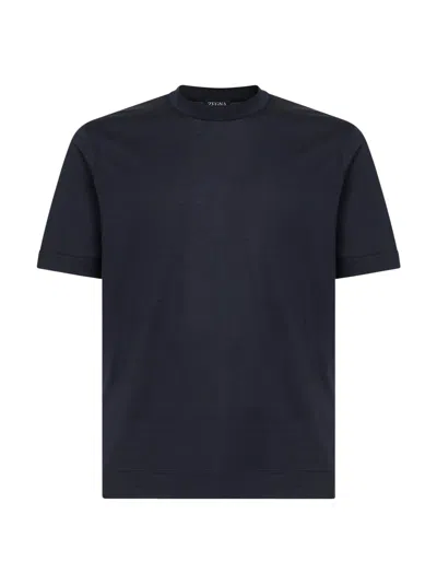 Zegna Navy Blue Cotton And Silk Leggerissimo T-shirt