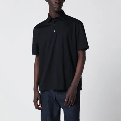 Zegna Navy Blue Cotton Polo In Black