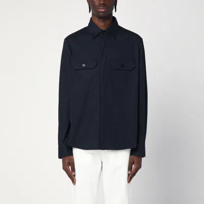 Zegna Navy Blue Wool Down Jacket In 531