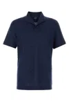 ZEGNA NAVY BLUE LINEN POLO SHIRT