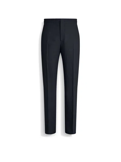 ZEGNA PANTALON EN OASI LINO BLEU MARINE