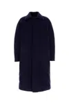 Zegna Wool Coat With Collared Design And Front Pockets In Blue