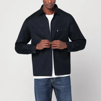 Zegna Wool Shirt Jacket Chest Pocket In Black