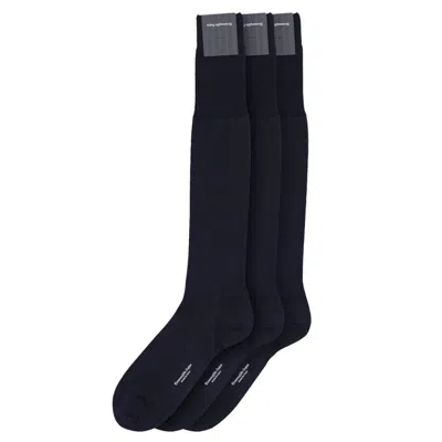 Zegna Navy Blue Wool Sock In Black