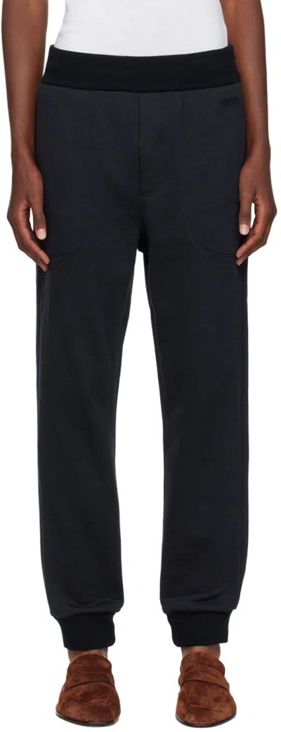 Zegna Brown Essential Sweatpants In 412 - Blu