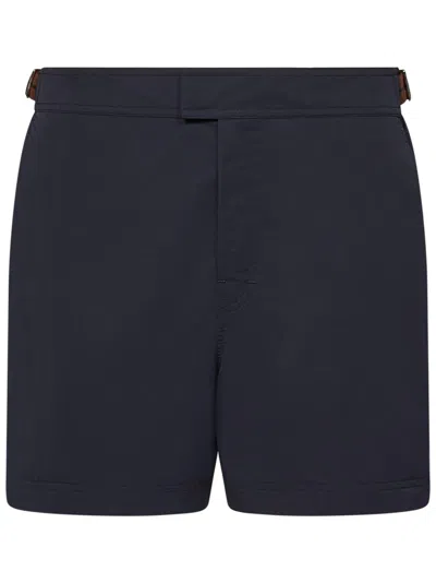 Zegna Navy Nylon Swim Shorts In Blue