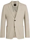 Zegna Notch-lapel Cotton Blazer In Neutrals