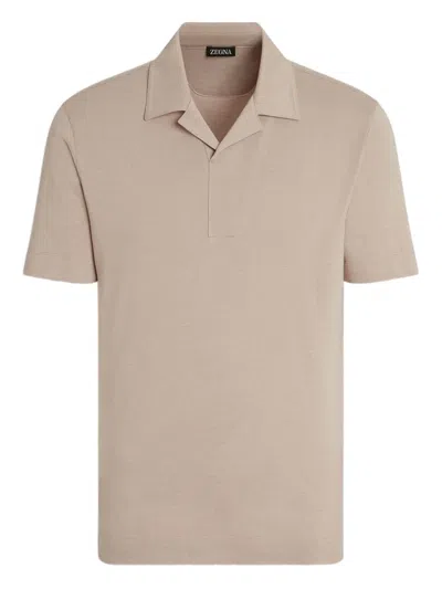 Zegna Notched-collar T-shirt In Neutral