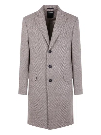 Zegna Wool And Cashmere Overcoat Clothing In Gray