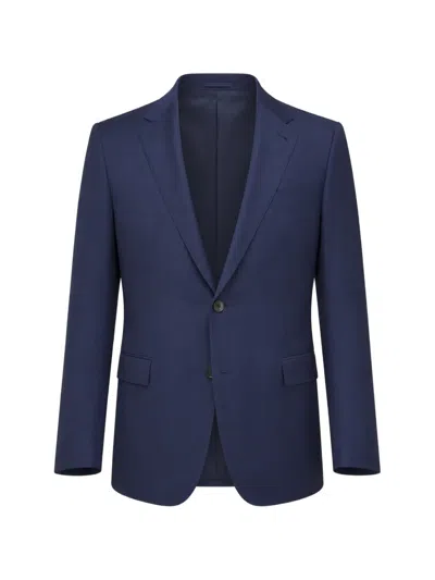 Zegna Notched-lapel Single-breasted Suit In Blue
