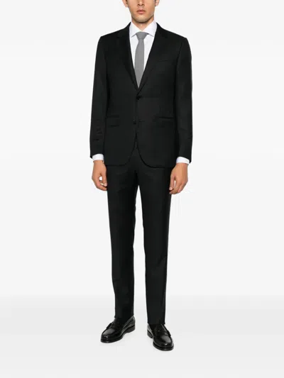 Zegna Notched-lapels Single-breasted Suit In Black