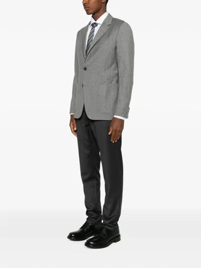 Zegna Notch-lapel Patch-pocket Jacket In Gray